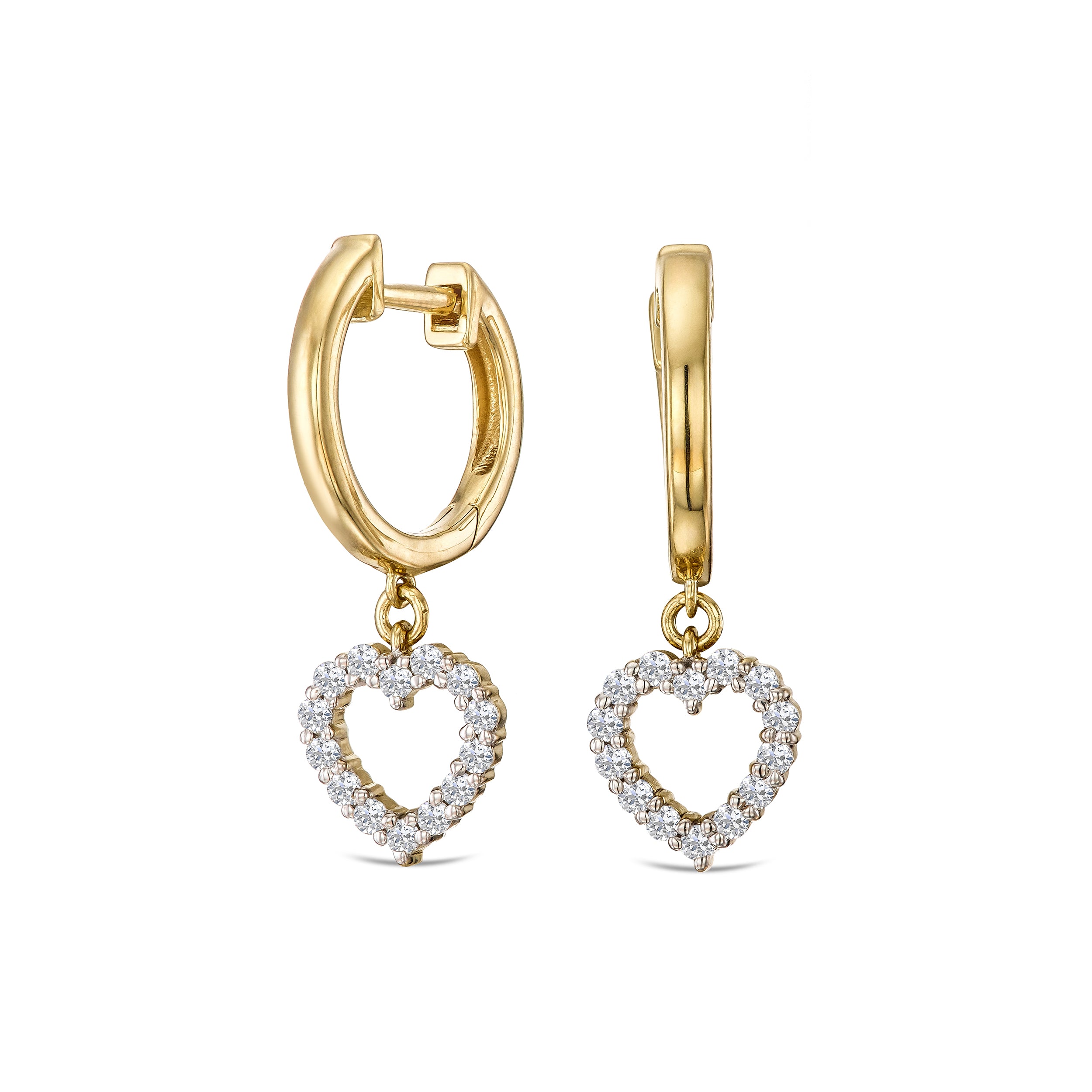 Heart Drop Huggie Lab Diamond Earrings 0.31ct in 18k Gold Vermeil